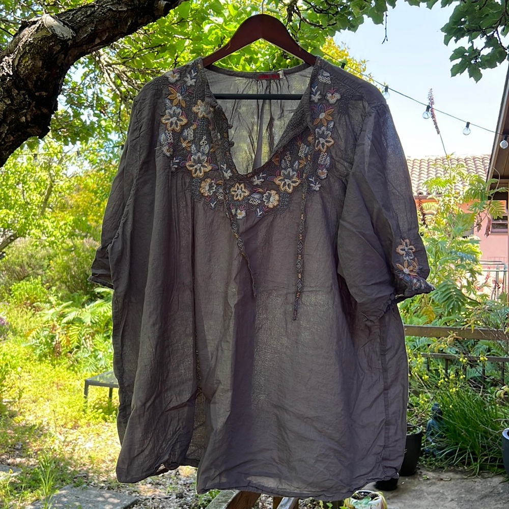 Johnny Was Embroidered Peasant Blouse